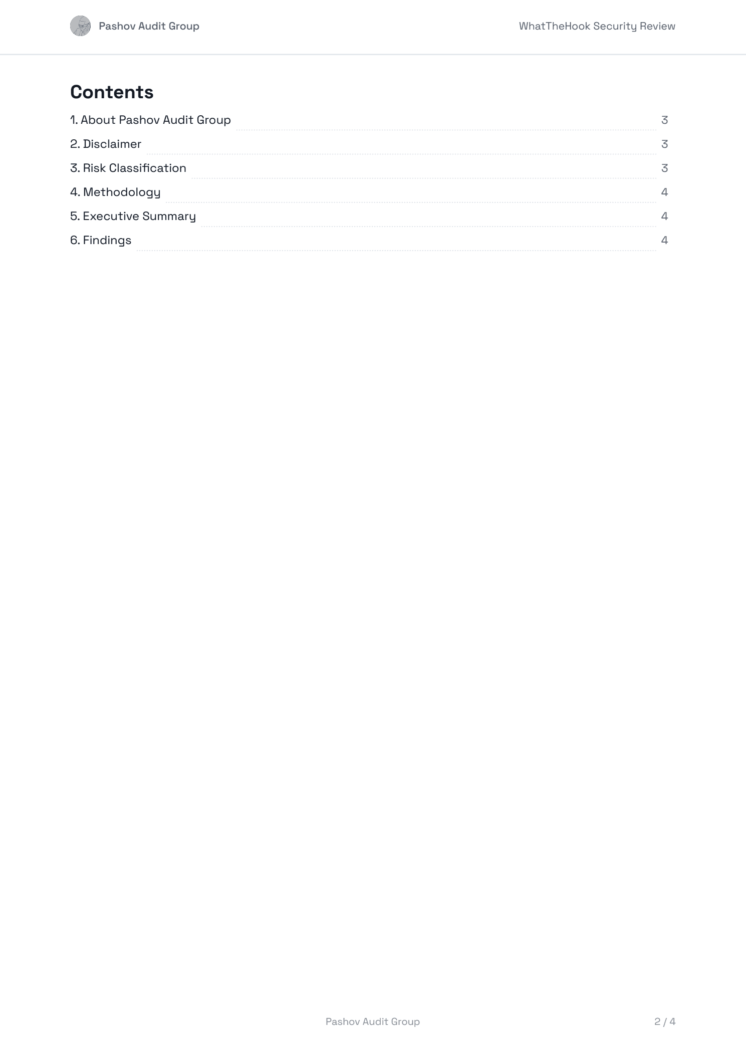 Pashov Audit Group — WhatTheHook security review, page 2 of 4